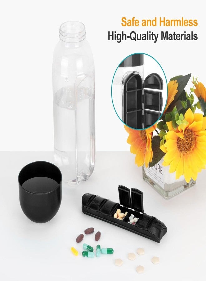 Aakarit Polycarbonate Water Bottle Portable Pill Insertion Organizer Water Bottle with Built-In Daily Vitamin Holder Supplement Organizer Case 7 Compartments | Multi-coloured | 600 ML - Image 5